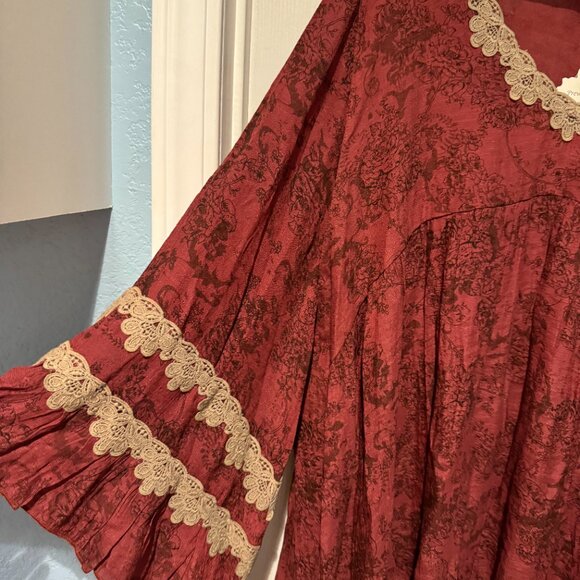 NWT 2XL/3XL PAISLEY VINE BELL SLEEVE A-LINE EMPIRE WAIST TUNIC TOP - Picture 2 of 3